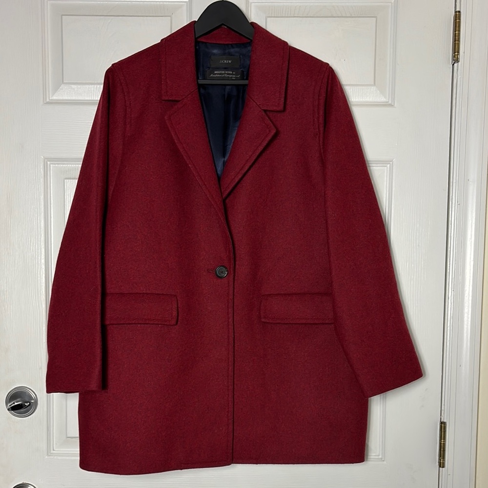 J Crew Italian Melton Wool Topcoat Coat Academia Preppy Old Money Women’s Sz 14